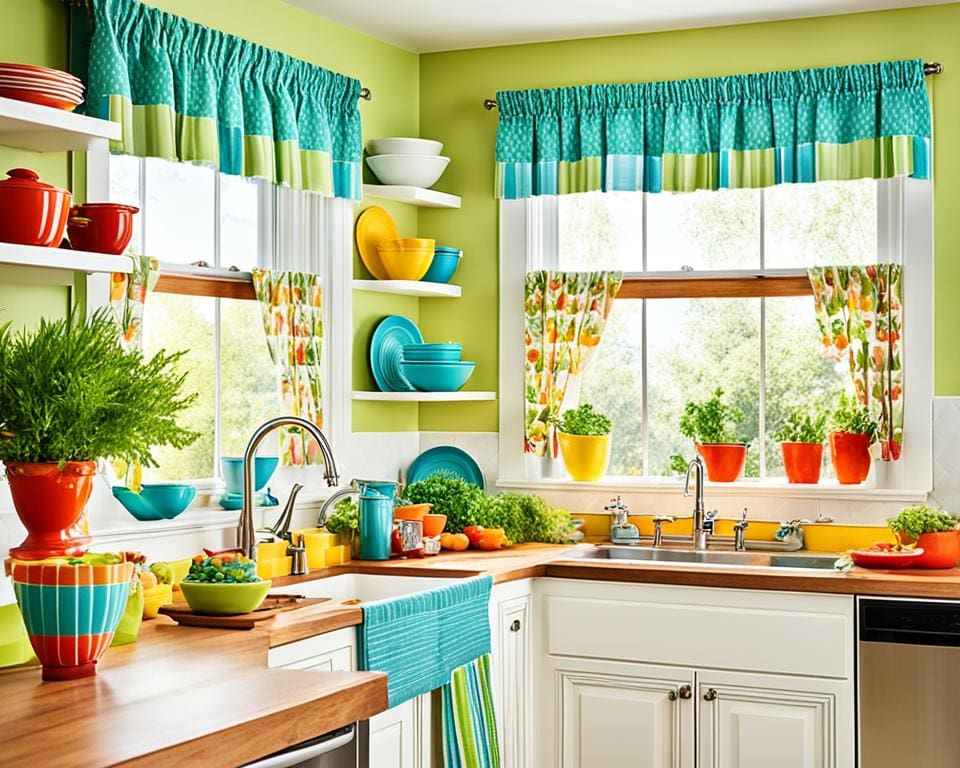 Sfeervolle keuken decoratie met kleurrijke accessoires