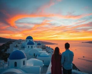 Bewonder de zonsondergangen boven Santorini, Griekenland