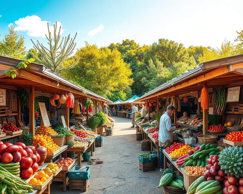 Bezoek een ambachtelijke markt met seizoensgebonden producten