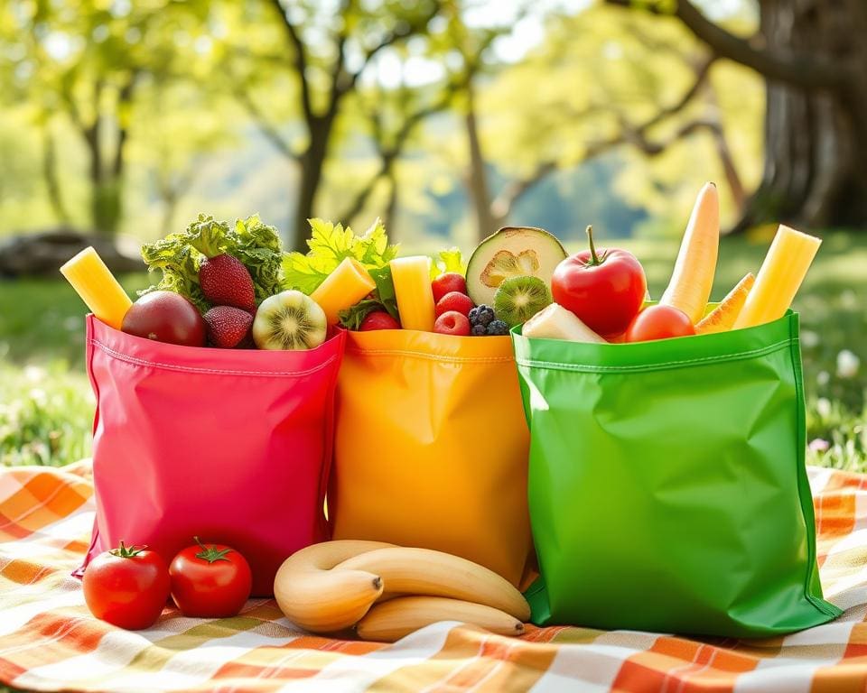 Herbruikbare snackzakjes voor vers eten onderweg