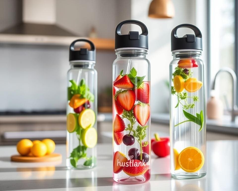 Herbruikbare waterflessen met ingebouwde infuser