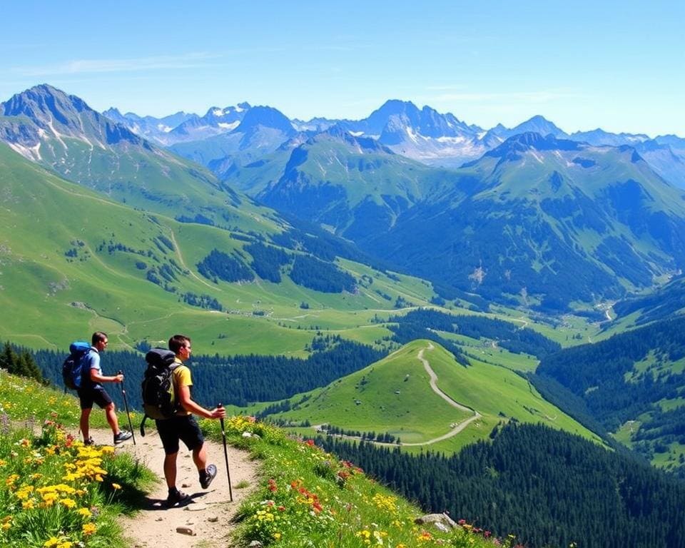 Maak een trektocht door de bergen van Zwitserland