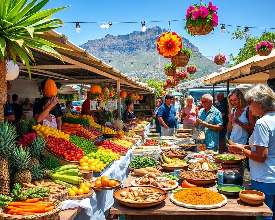 Proef de tropische gerechten van Kaapstad, Zuid-Afrika