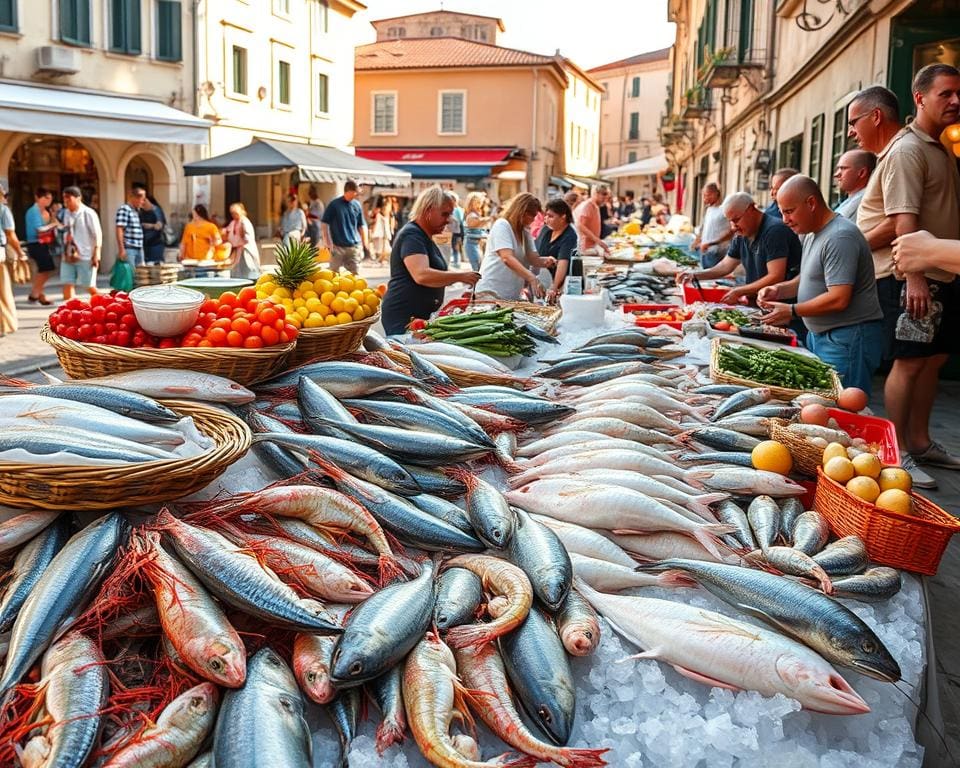 Proef de verse zeevruchten in Dubrovnik, Kroatië