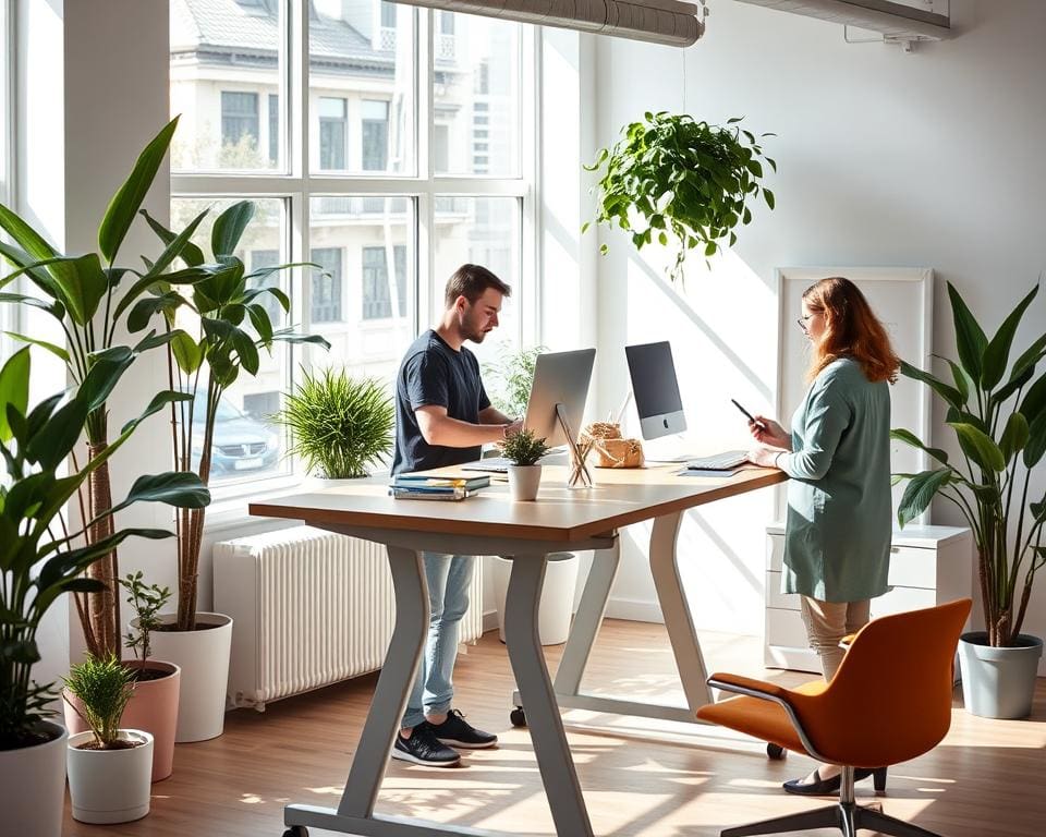 gezondheid op het werk verbeteren met een staand bureau