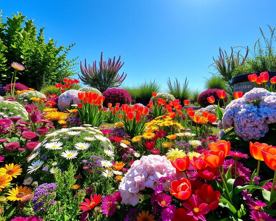 kleurige tuin met tuinplanten en vaste planten