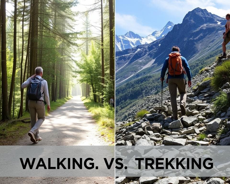 verschil tussen wandelen en trekking