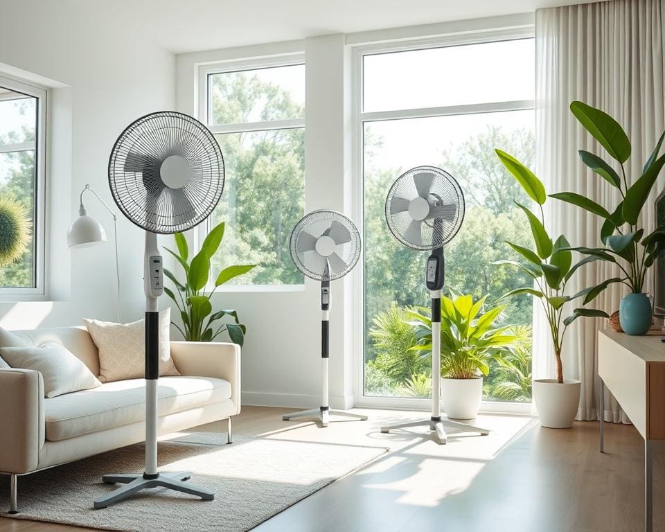 Moderne staande ventilatoren voor koele zomers