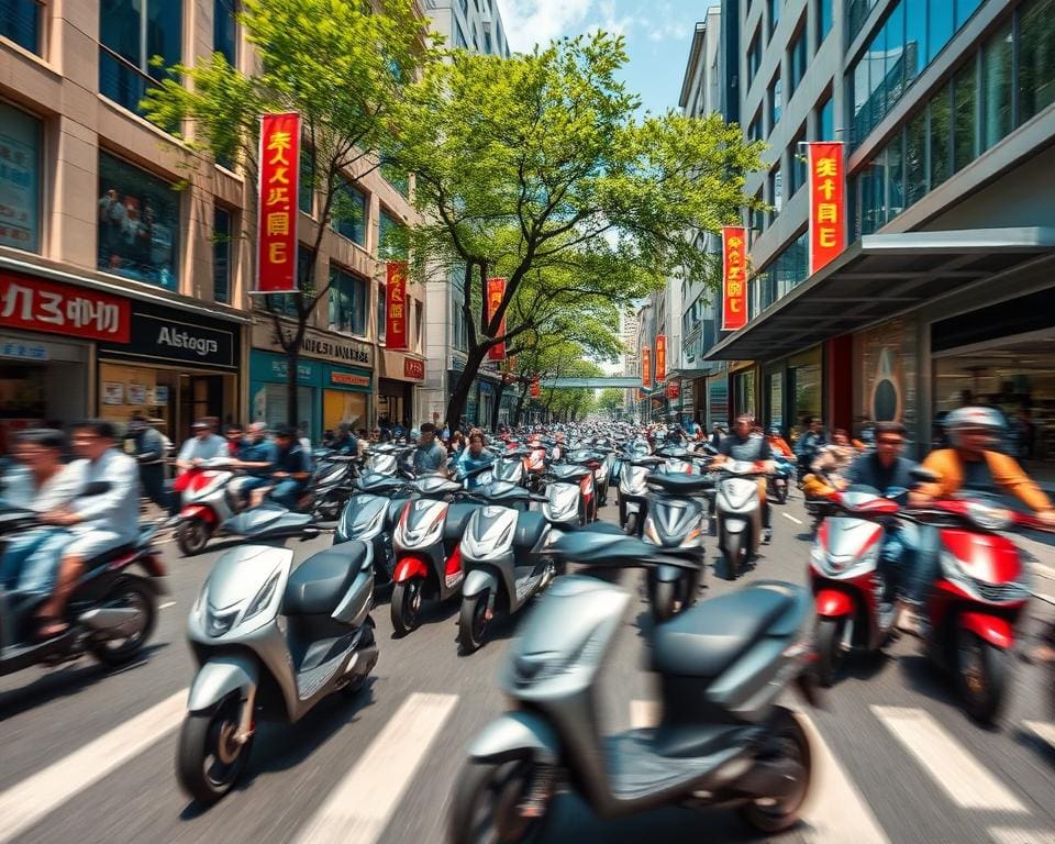 Snelheid van Elektrische scooters in het stadsverkeer