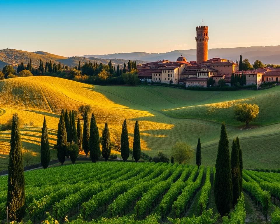 Toscaanse landschappen en architectuur in Siena