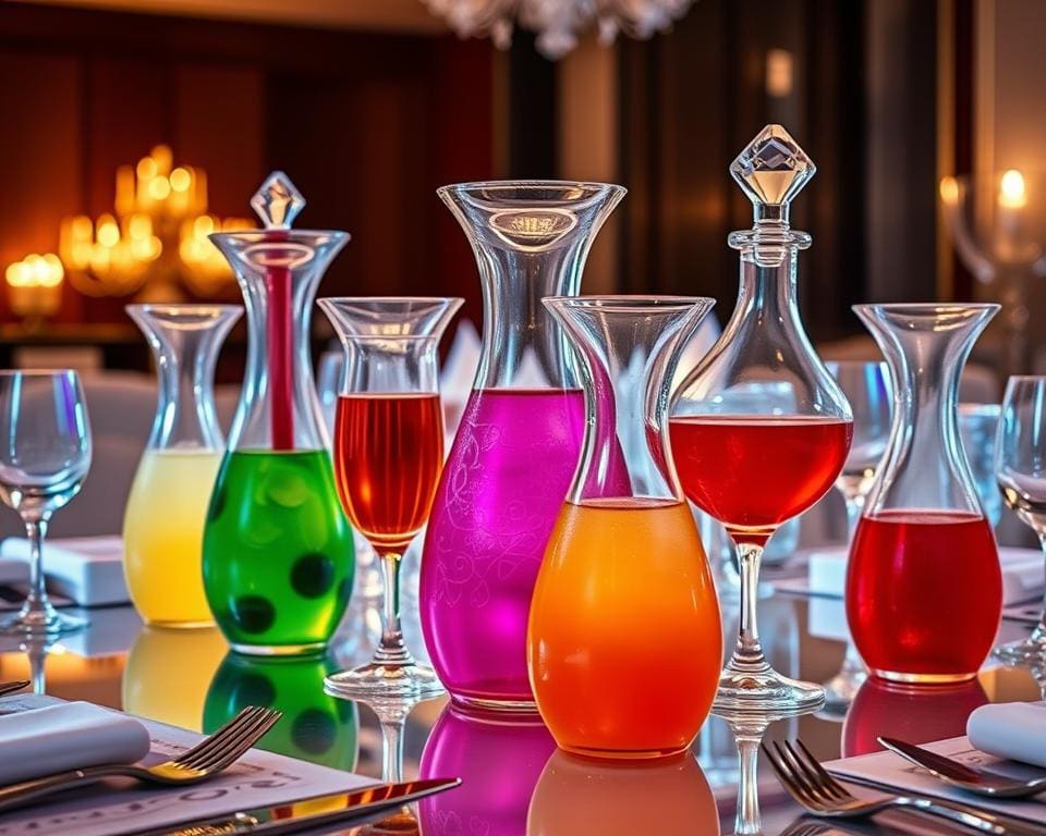 Luxe glazen karaffen voor elegante drankpresentaties