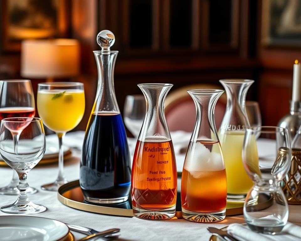 Luxe glazen karaffen voor elegante drankpresentaties