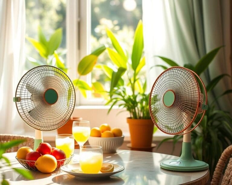 Tafelventilators voor verkoeling in warme zomers